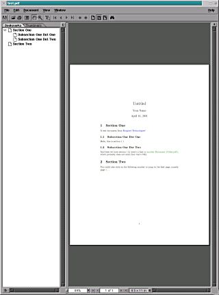 Acrobat Reader 4.0 showing our test document